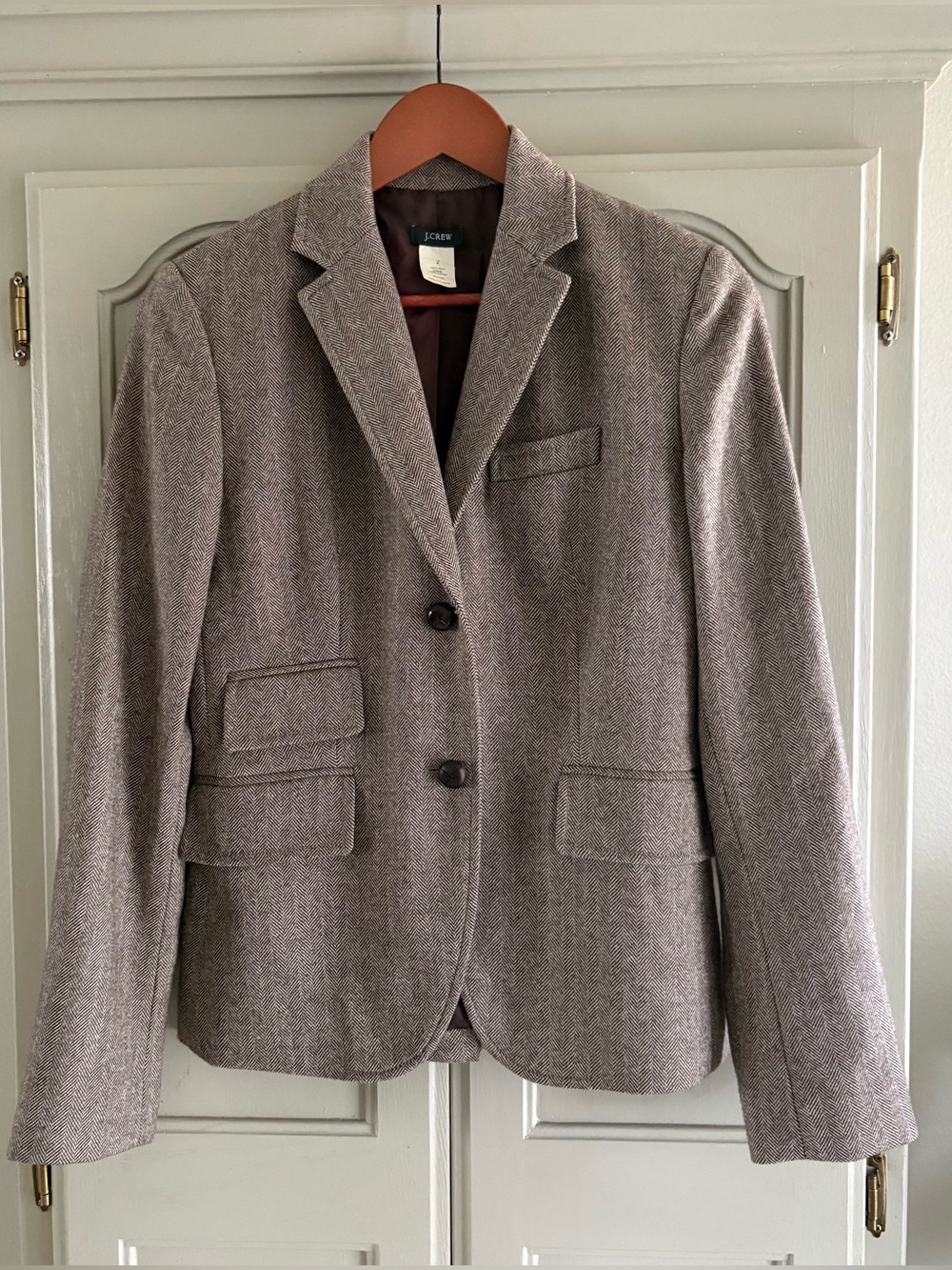 Vintage Y2K J. Crew Wool Herringbone Blazer | Brown | Style #65135 | Size 4